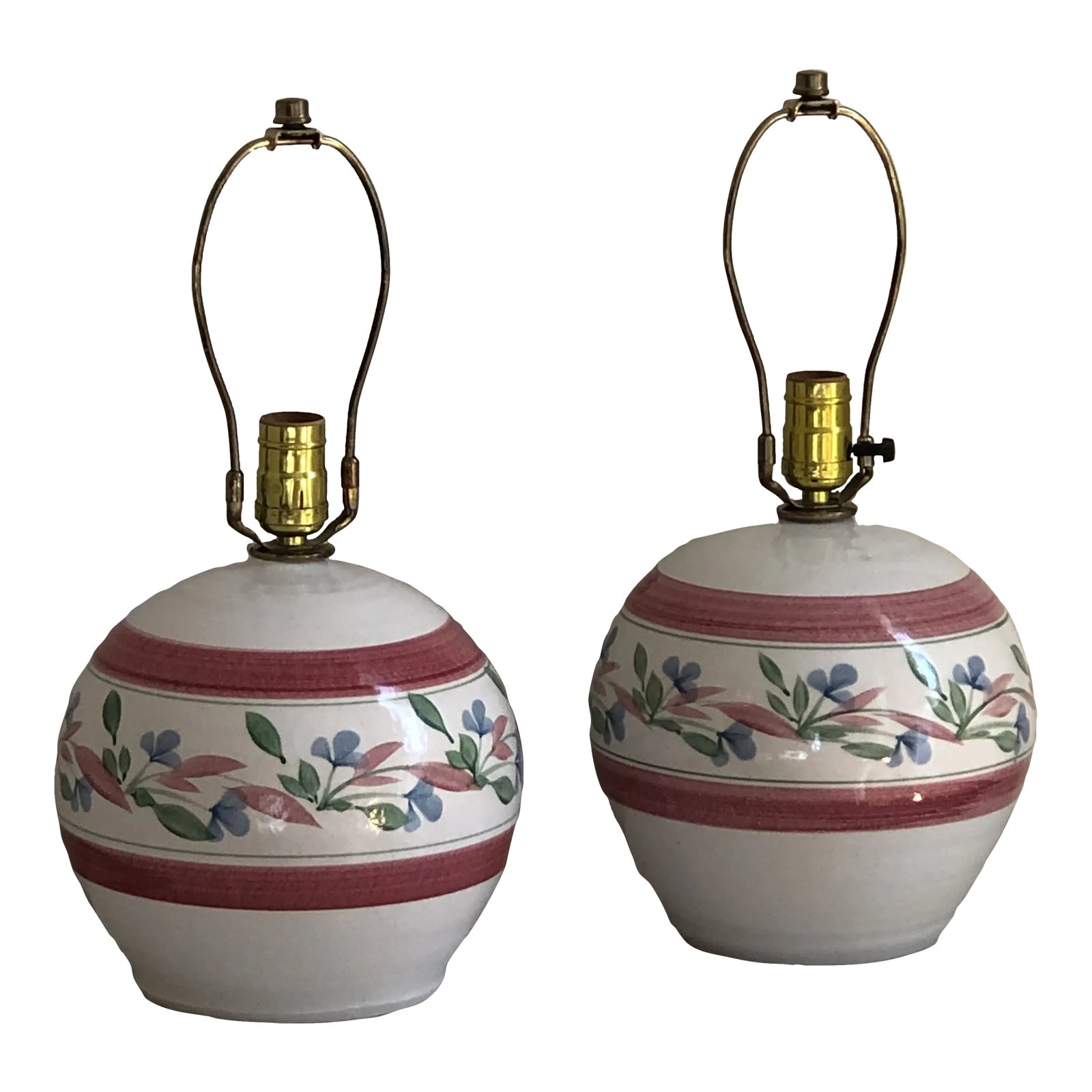 Vintage HandGlazed Floral Pottery Lamps — a Pair Chairish