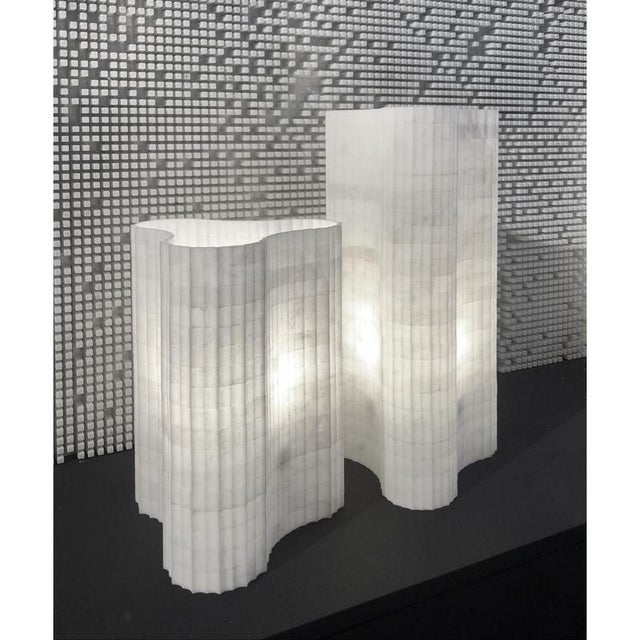 Stripes A5 Decorative Table Lamp in Afyon White Marble by Bufalini Marmi For Sale - Image 9 of 13