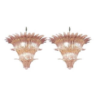 Pink Palmette Murano Glass Chandeliers by Simoeng for Simoeng, Set of 2 For Sale