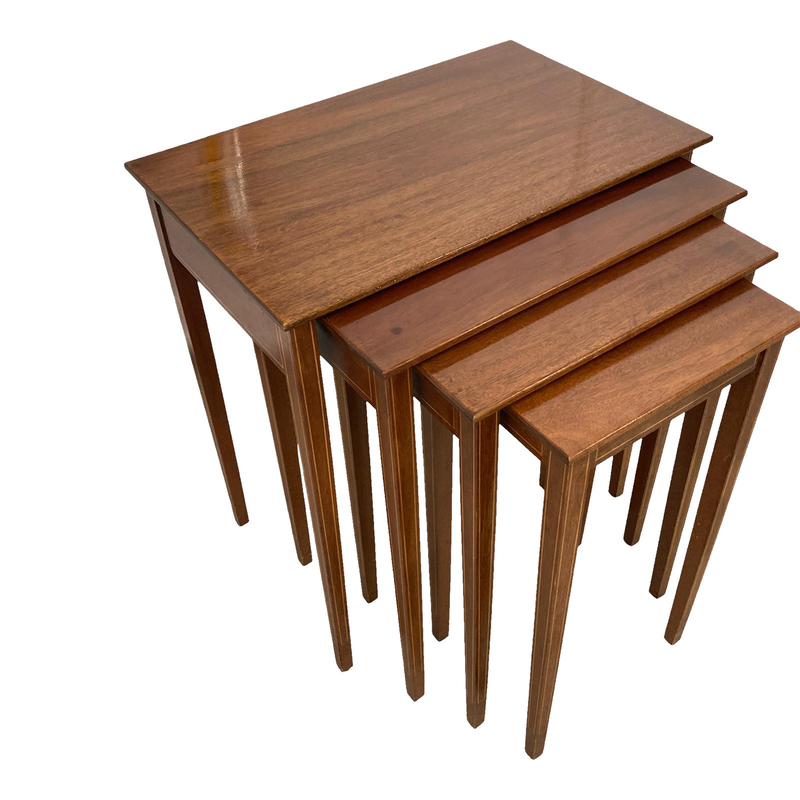 Vintage 1970s Biggs Federal Style Mahogany Nesting Tables Set of 4