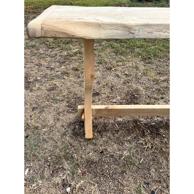 French 19th Century Bleached Solid Oak Country Console Table For Sale - Image 10 of 12