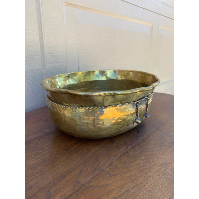 Vintage English Country Trompe L’Oeil Brass Rope Cachepot For Sale In South Bend - Image 6 of 10