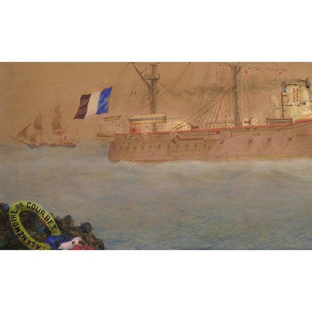 French Navy Ironclad Warship, Early 20th Century, Gouache & Watercolor on Paper For Sale - Image 9 of 18