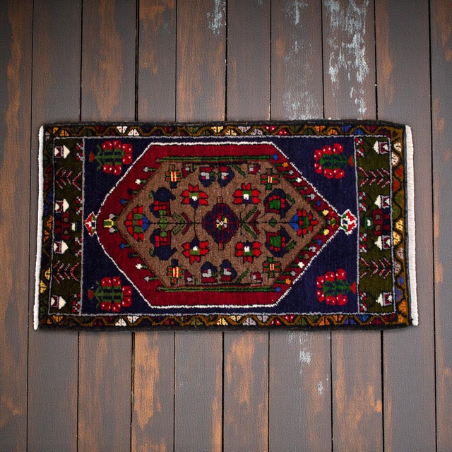 Tribal Hand Knotted Small Rug Vintage DoorMat Entry Decor - 20'' X 35'' For Sale - Image 3 of 13