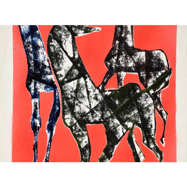 1960s Ernst Bräuer, Three Horses Against Red, 1963, Monotype Paint For Sale - Image 5 of 12