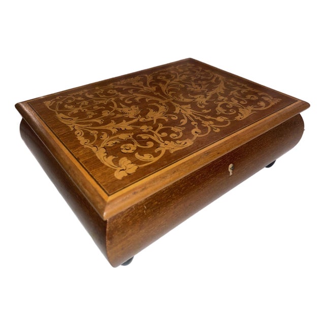 Antique Inlaid Wood Musical Box, Venice Italy For Sale