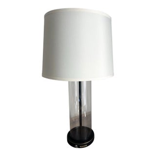 1990s Ralph Lauren Black Gold Payton Glass Tube Cylinder Designer Table Lamp For Sale