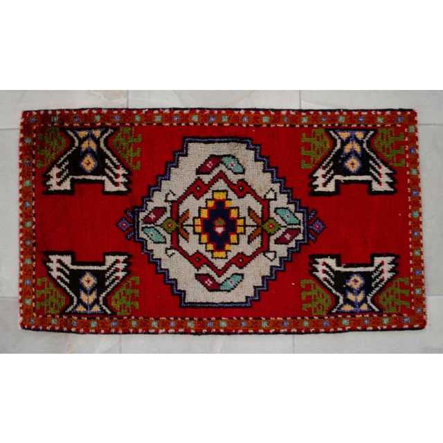 1970s Hand Knotted Small Turkish Rug, Door Mat, Entryway Rug, Bath Mat, Kitchen Decor - 20x37 Inches For Sale - Image 11 of 13
