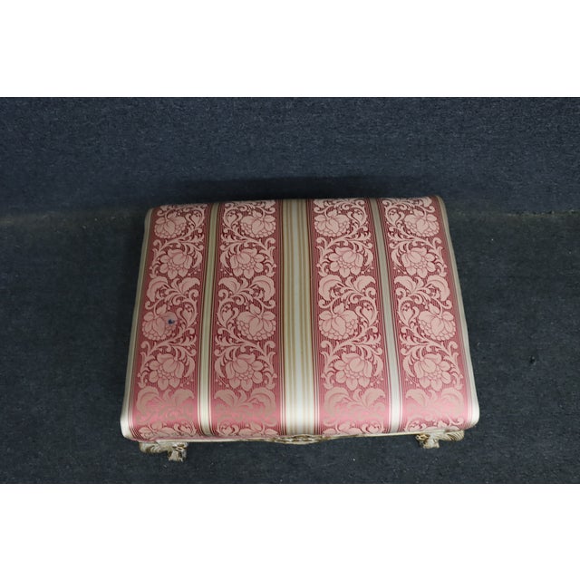 French Louis XV Style Painted Claw & Ball Footstool For Sale - Image 4 of 11