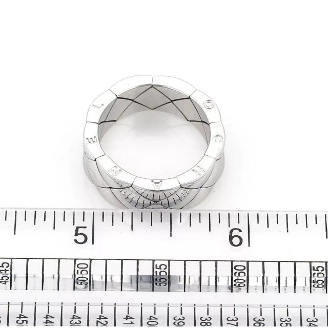 Late 20th Century Chanel Matelasse 18k White Gold 7mm Flex Wide Band Ring - Size 9 For Sale - Image 5 of 5