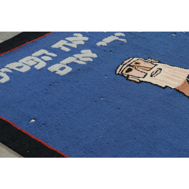 Textile Vintage Jewish Pictorial Tapestry in Red, Blue and Black Tones | Rug & Kilim For Sale - Image 7 of 11