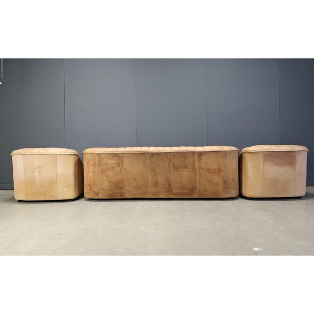 1960s Mid-Century Modern Leather Sofa Set, 1960s, Set of 3 For Sale - Image 5 of 9
