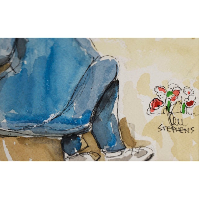 1970s A Day at the Lake - Original Watercolor on Paper by Ken L. Stephens For Sale - Image 5 of 5