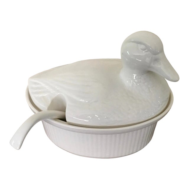 Vintage California Usa Ceramic Duck Soup Tureen For Sale