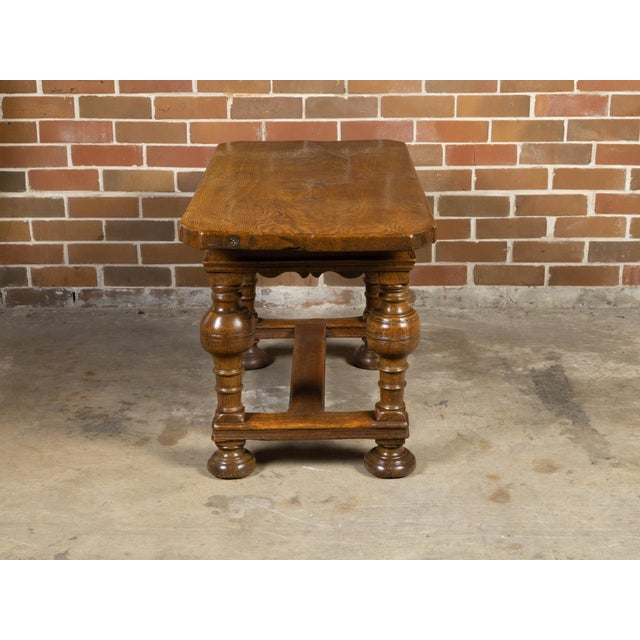 Danish Langeland Late 19th Century Oak Table With Carved Apron and Turned Legs For Sale - Image 10 of 12