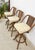 3 Vintage Coastal Bamboo Barstools Dark Rattan W/ Beige Cushions and Caned Back For Sale - Image 10 of 10