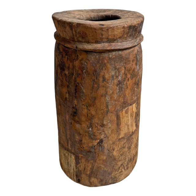 Antique Wood Butter Pot India For Sale