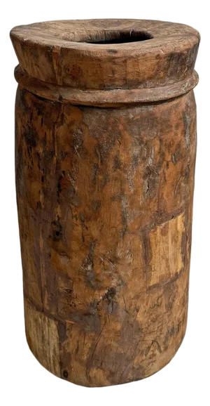 Antique Wood Butter Pot India