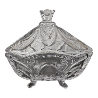 Vintage Godinger Crystal Covered Candy Dish Square For Sale