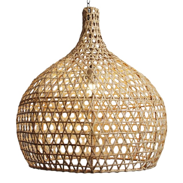 Raw Wicker Pumpkin Lantern Large For Sale