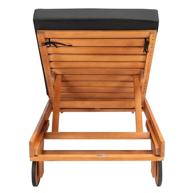 Newport Chaise Lounge Chair with Side Table, Natural/Black Cushion For Sale - Image 11 of 12