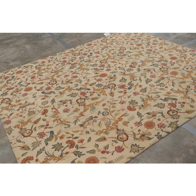 Traditional Rug & Kilim’s Tudor Style Rug in White With Beige-Brown Floral Patterns For Sale - Image 3 of 8