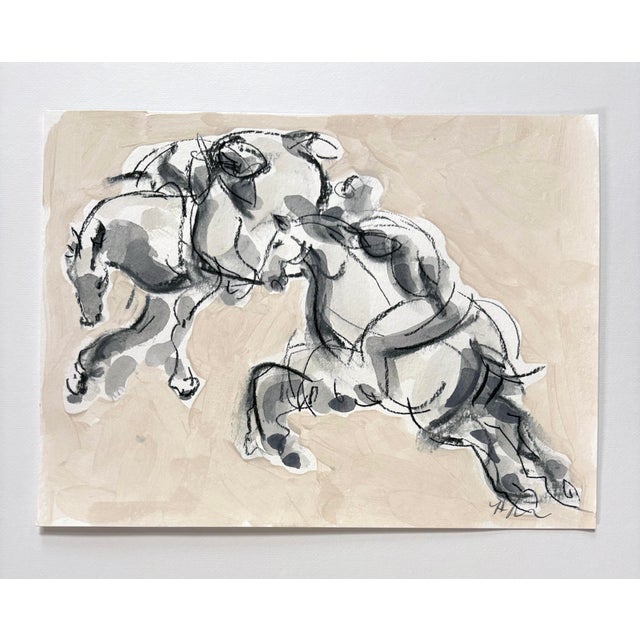 Polo Players No. 5 12 × 9 inches Acrylic and charcoal on paper An elegant, gestural study of polo players and horses in...