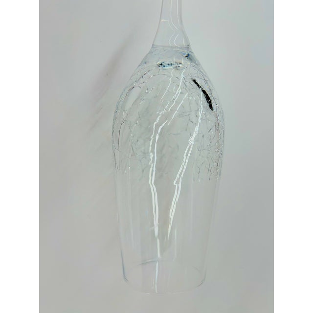 Mid 20th Century Stemware Set of 10 Beautiful Modern Champagne Flutes With Ice Crackle Effect For Sale - Image 9 of 18