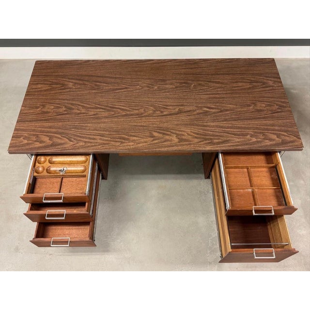 1960s Walnut and Formica Mid Century Desk For Sale - Image 4 of 6