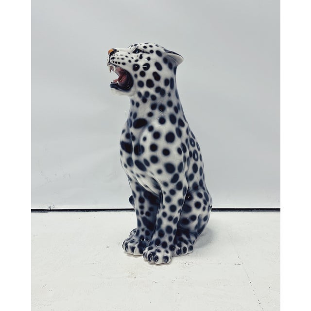 White Leopard Statue from Ceramiche Boxer For Sale - Image 4 of 7