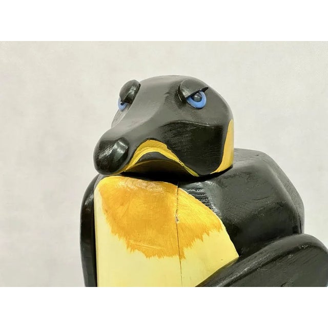 Large Vintage Carved Wooden Penguin Sculpture, 1970s For Sale - Image 11 of 12