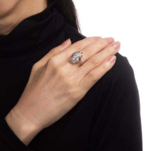 Vintage Belais Art Deco Diamond Ring 1.38ct 14k White Gold Sz 9.5 Fine Jewellery For Sale In Los Angeles - Image 6 of 7