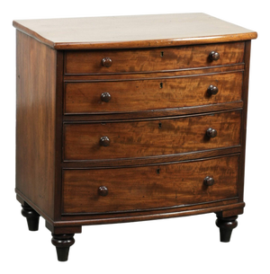 Antique English Bow Front Chest of Drawers, 1800s