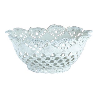 Vintage French Starched Lace Fruit Bowl For Sale