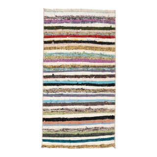 Decorative Vintage Mini Rag Rug - 1`9″ X 2`11″ For Sale