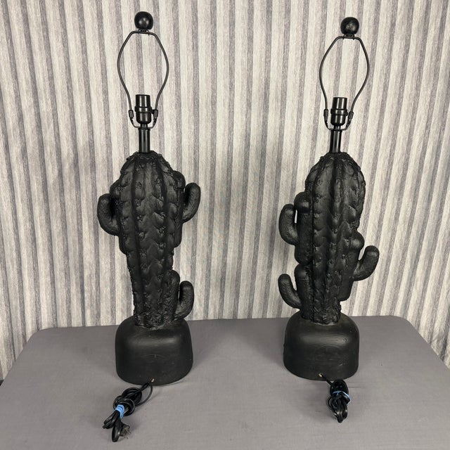 Contemporary Contemporary Black Cactus Lamps - A Pair For Sale - Image 3 of 10