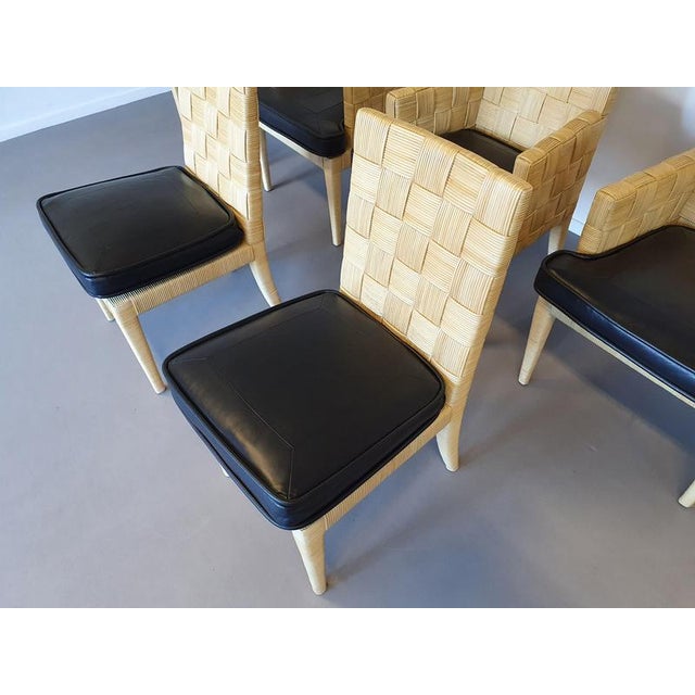 Block Island Cane Chairs with Leather Seats by John Hutton for Donghia / Set of 6 For Sale - Image 4 of 18