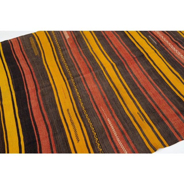 1960s Vintage Kilim Handmade Multicolor Geometric Wool Rug For Sale In New York - Image 6 of 7