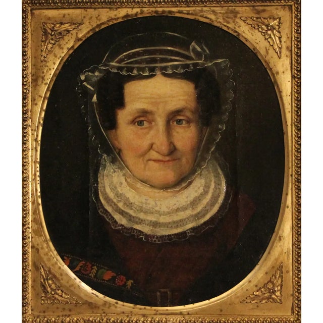 Biedermeier Portrait of an Woman, 19th Century, Oil on Canvas, Framed For Sale - Image 7 of 7