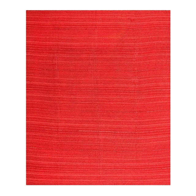 1940s Red Stripe Kilim Antique n.w. Persian Flat-Weave Rug 7'8" X 9' Wool Carpet For Sale