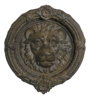 Large Gothic Lions Mask Iron Door Knocker, 1960s