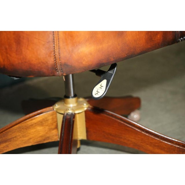 Vintage Tufted Leather Chesterfield Captain's Desk Chair For Sale - Image 13 of 18