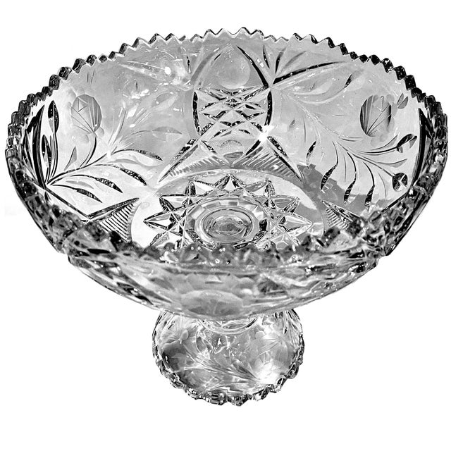Late 20th Century Brilliant Cut Lead Crystal Compote Centerpiece - Late 20th Century For Sale - Image 5 of 10