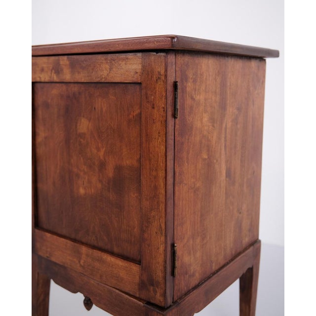 Bedside Table in Dark Wood with Brass Mounts and Tapered Legs, 1940s For Sale - Image 6 of 12