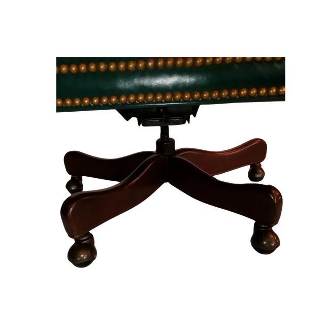 Hancock and Moore Green Leather Executive Desk Chair For Sale - Image 6 of 6