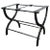 Mid-Century Modern Stylized X-Form Luggage Rack in Ebonized Walnut & Chrome For Sale