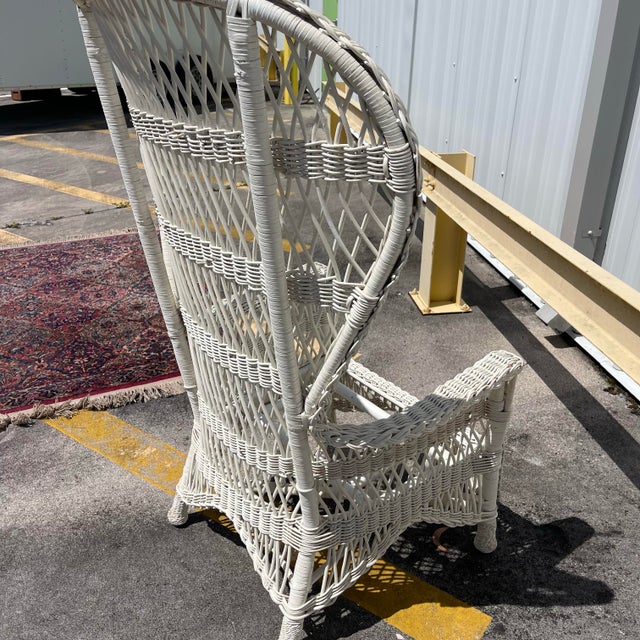 20th Century Woven Wicker Wingback Peacock Chair For Sale In West Palm - Image 6 of 12