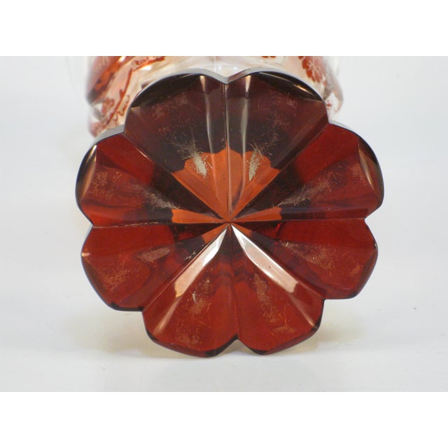 Mid 19th Century Cup Goblet Bohemian Glass Ruby Flashed Cut Engraved Cornucopia Antique Grand Tour For Sale - Image 5 of 17
