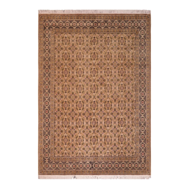 Elegant Gulzar Pak-Persian Gold/Black Wool Rug - 8'1'' X 10'1'' For Sale