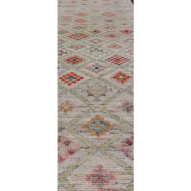 Tribal Modern Tulu in Wool With Sub-Geometric Diamond Design in Multicolor 2'8 X 9'8 For Sale - Image 3 of 11